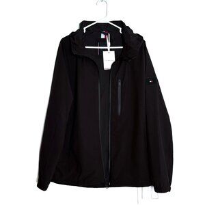 Tommy Hilfiger Men's Black Hooded Tech Waterproof Windbreaker Med NWT